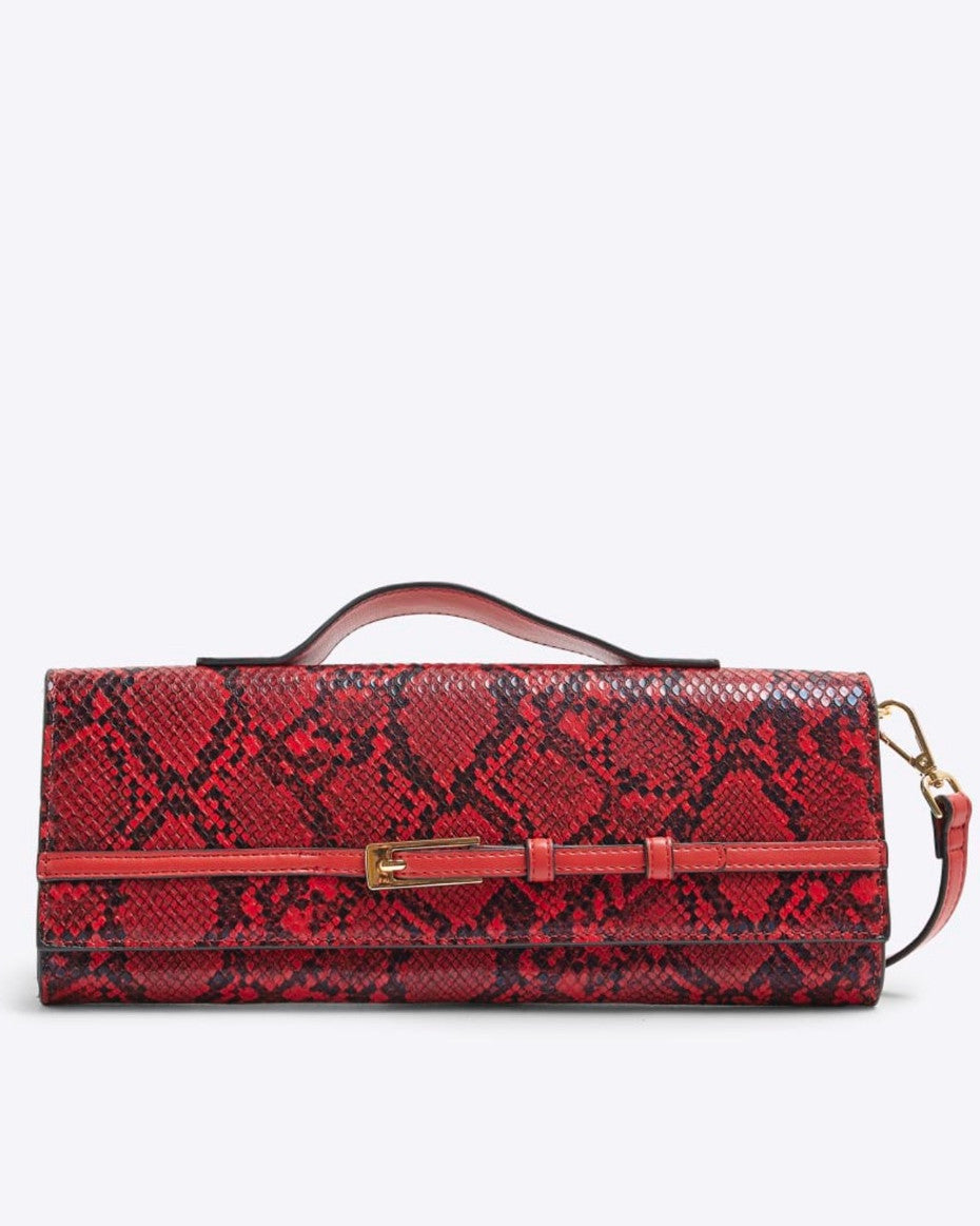Snake Print Clutch Bag