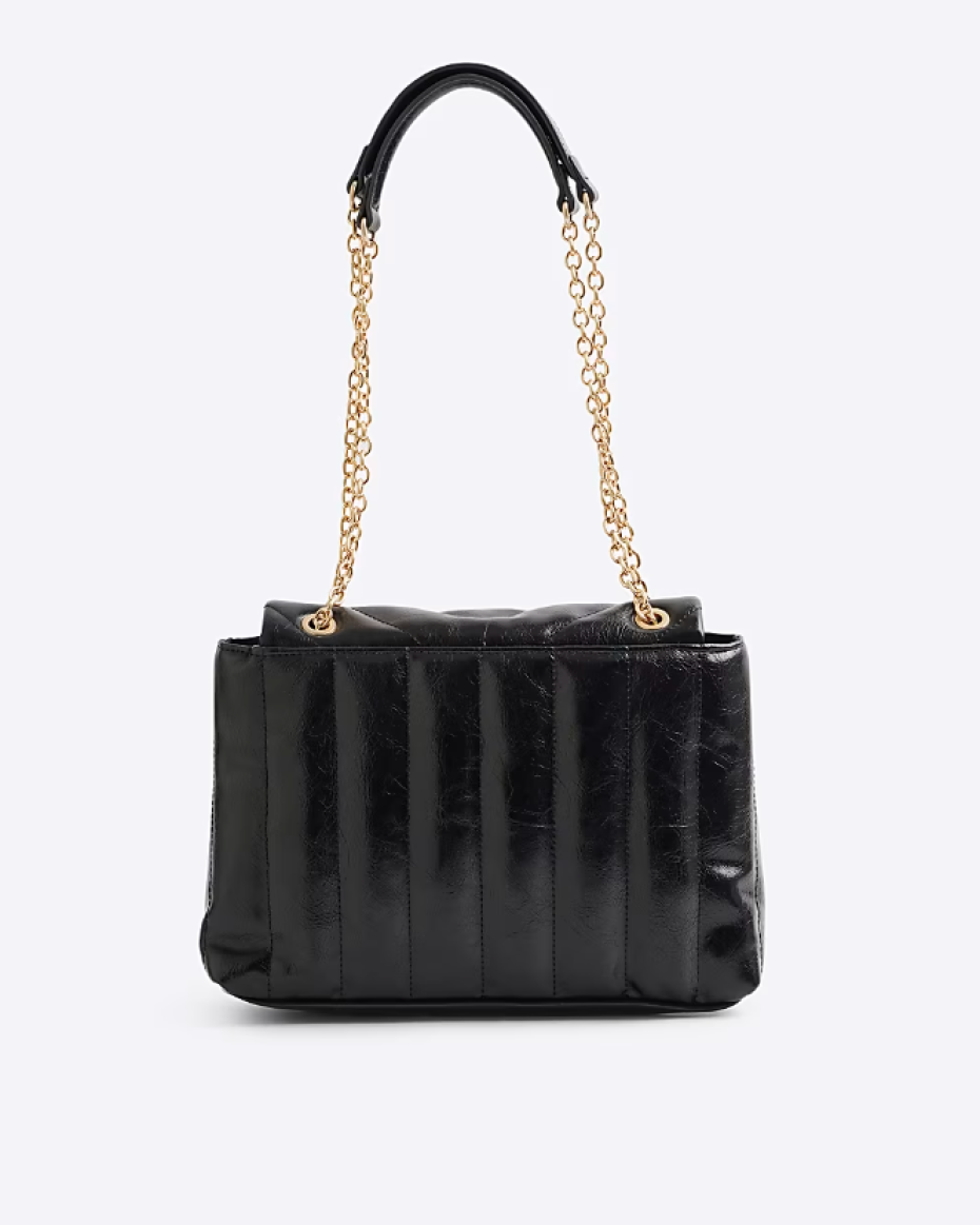 Black quilted chain strap shoulder bag
