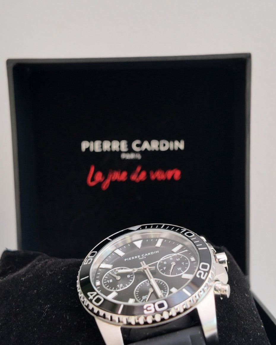 Pierre Cardin watch with Black Dial and Black Rubber Strap