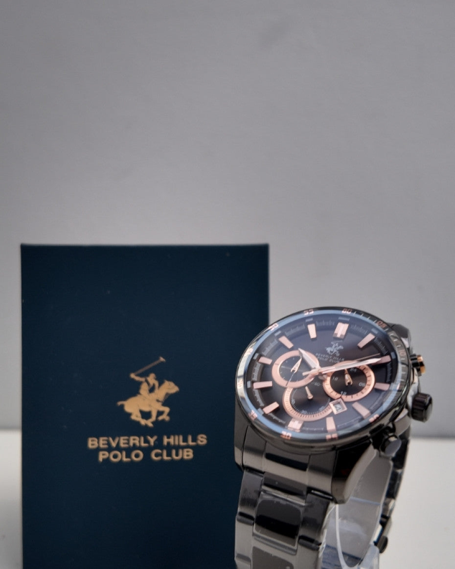 Black x Rose Gold Chronograph Bracelet Analog Watch