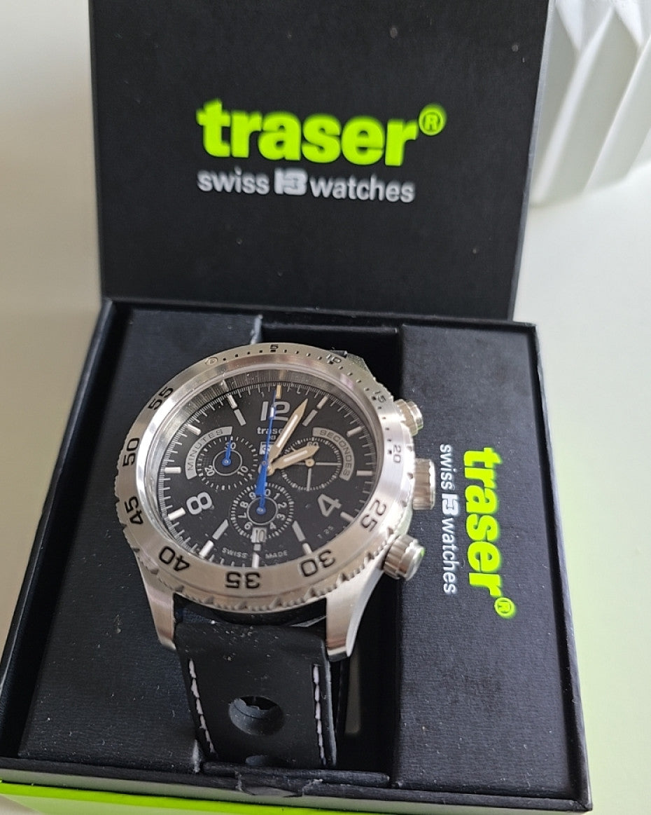TRASER Chronograph Black Strap Watch