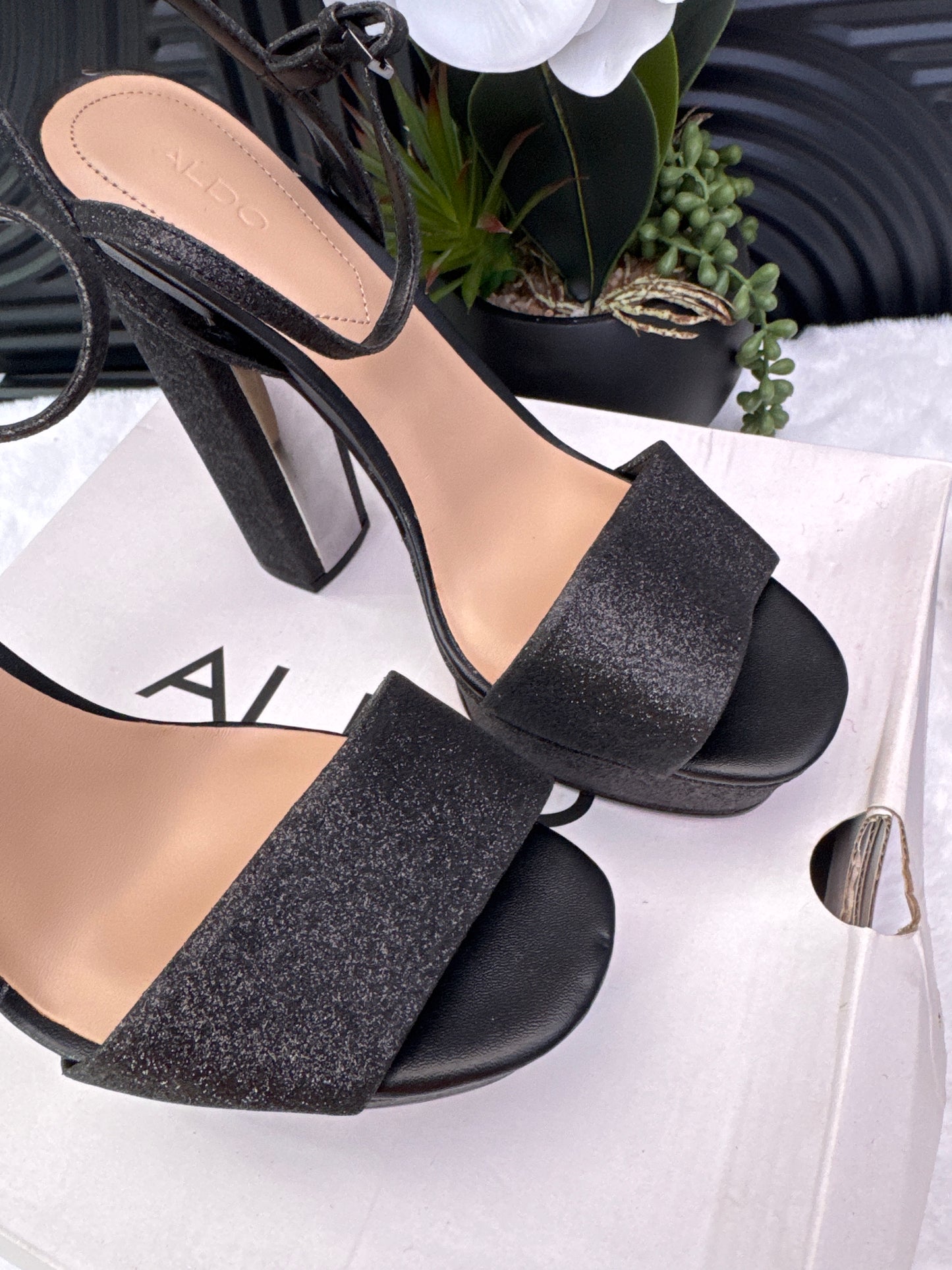 Black platform Sandal with matching purse