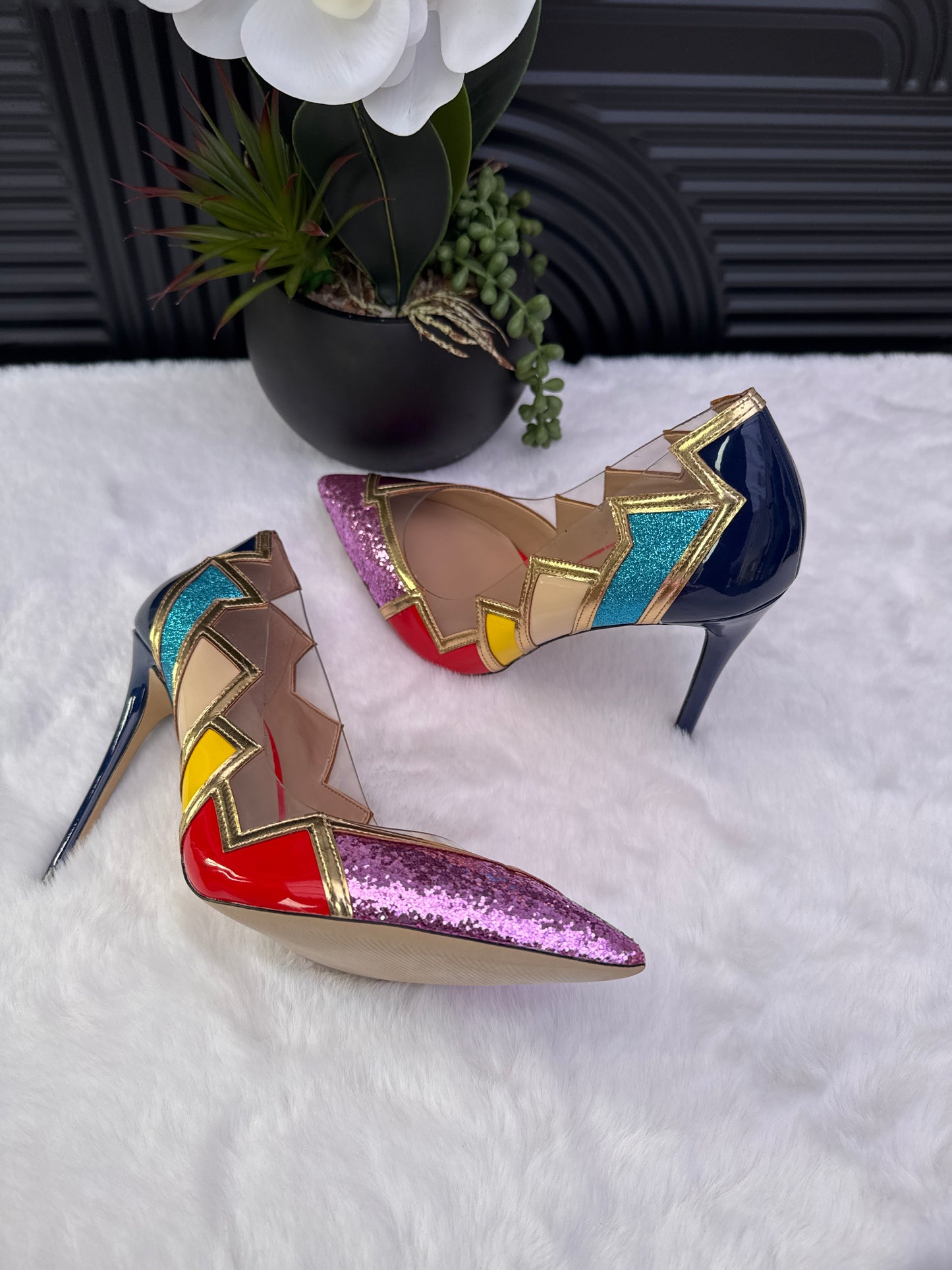 Colour Block Pointed Toe Heels