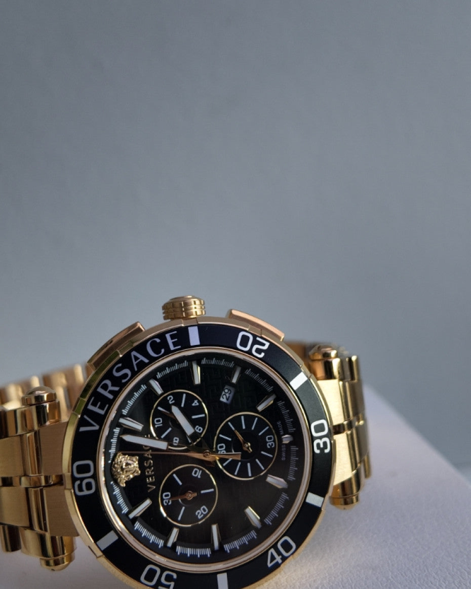 Versace Chronograph Gold and Black Watch