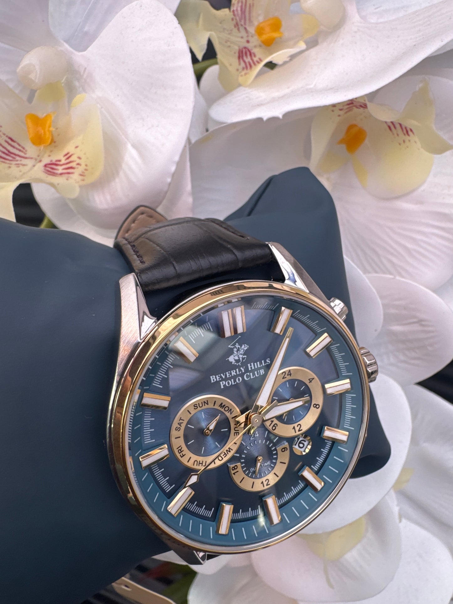 Beverly Hills Polo Club Leather Strap Watch