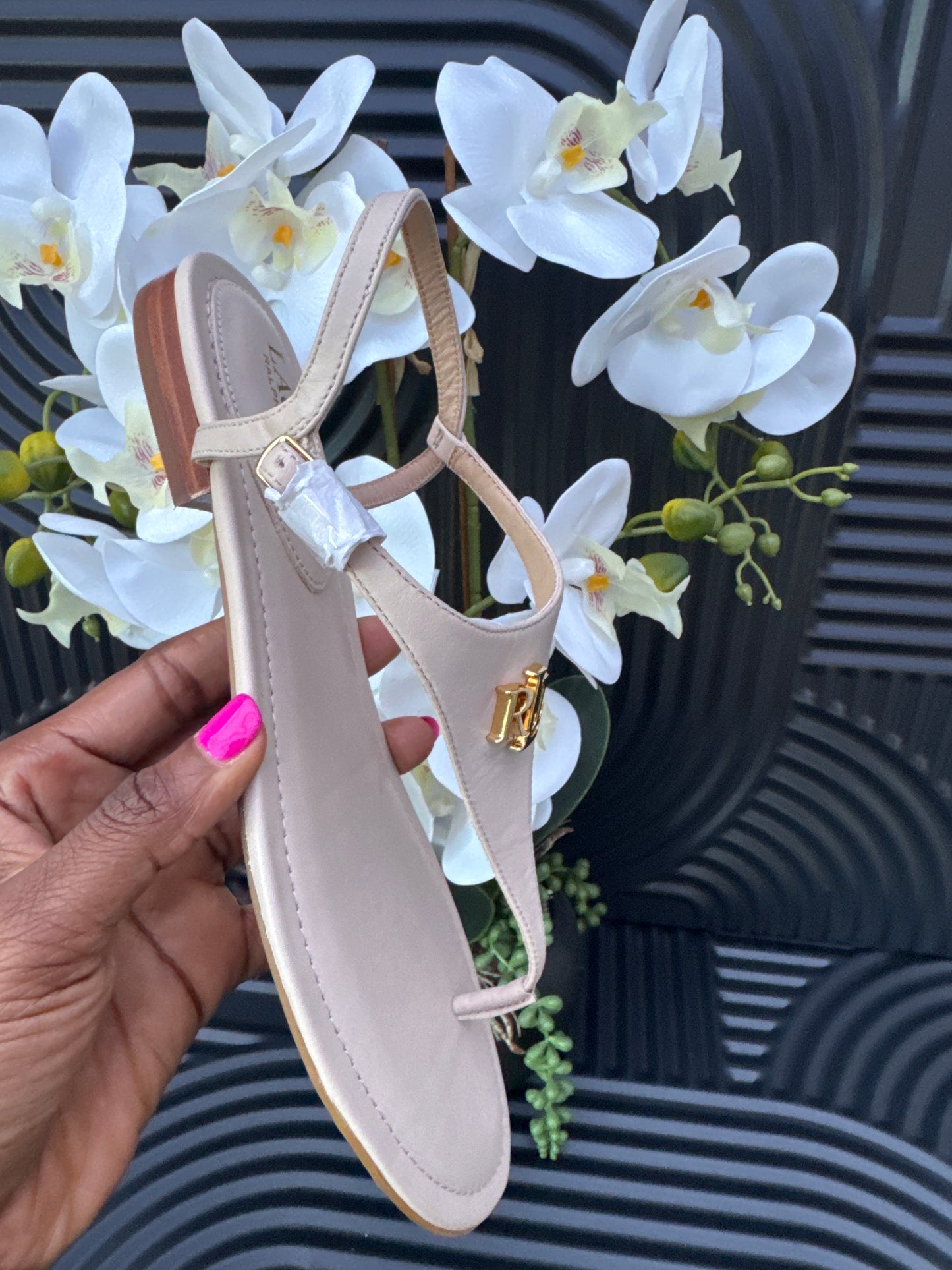 Ralph Lauren Nude T-Bar Sandals