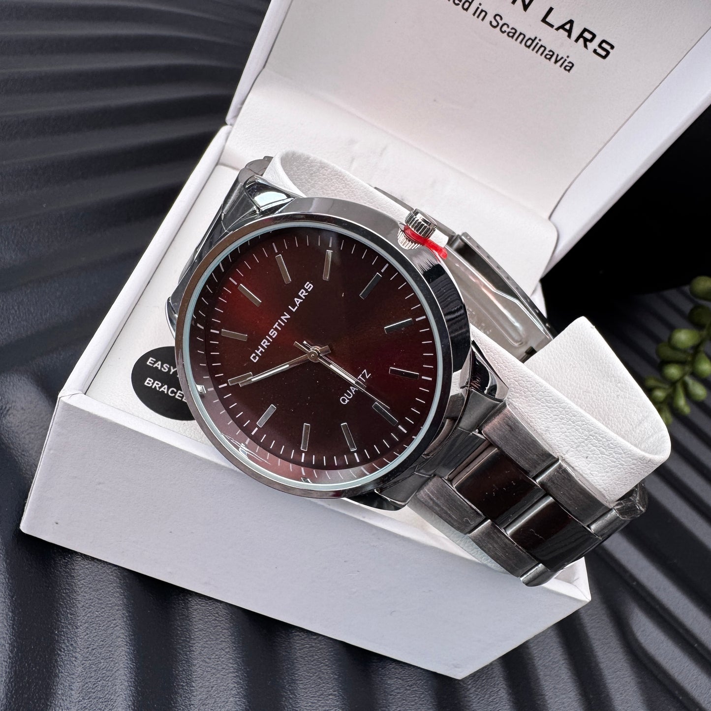 Silver Bracelet Watch with Chocolate Dial
