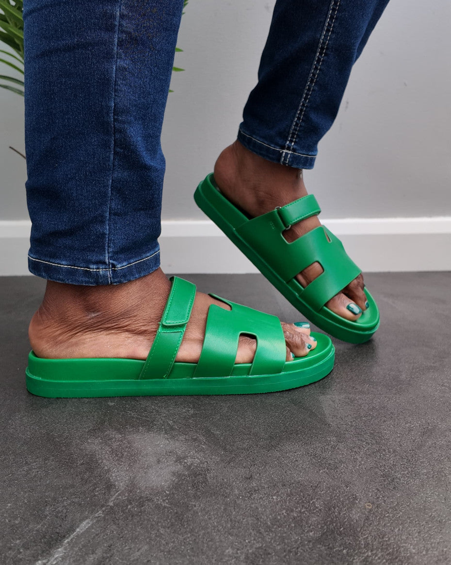 Ladies Green Footbed sandals
