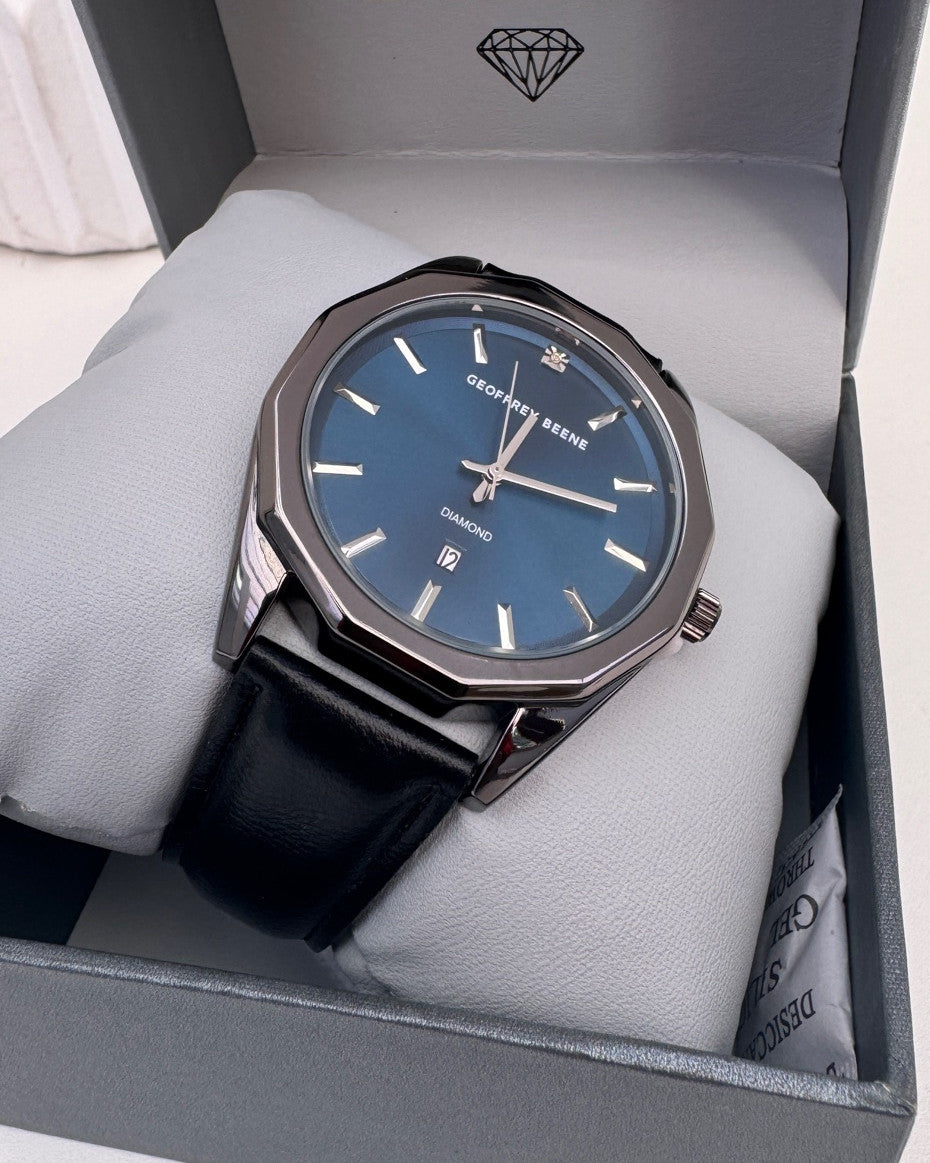 Blue Dial Diamond Octagon Strap Watch