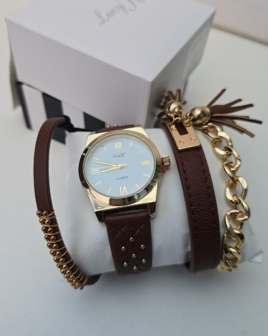 Leather Watch with bracelet
