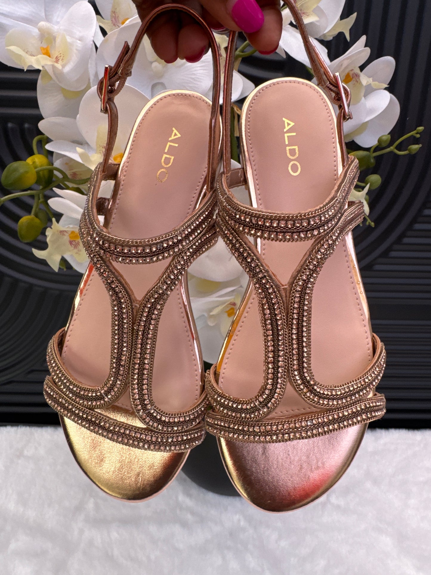 ALDO Gold Diamante Flat Sandal