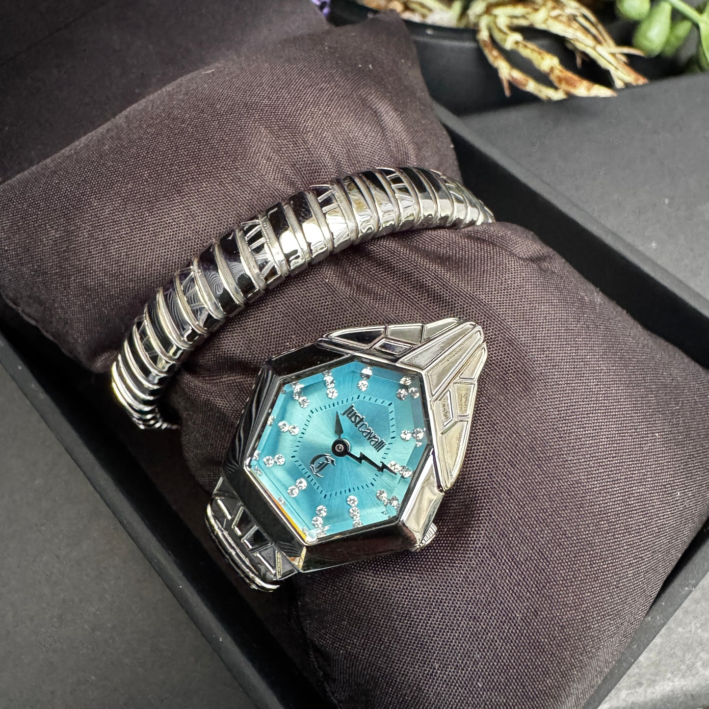 Just Cavalli Signature Silver with blue dial Watch