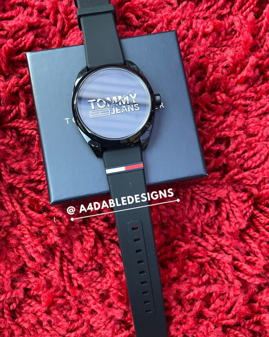 Tommy Hilfiger watch with silicone strap in black