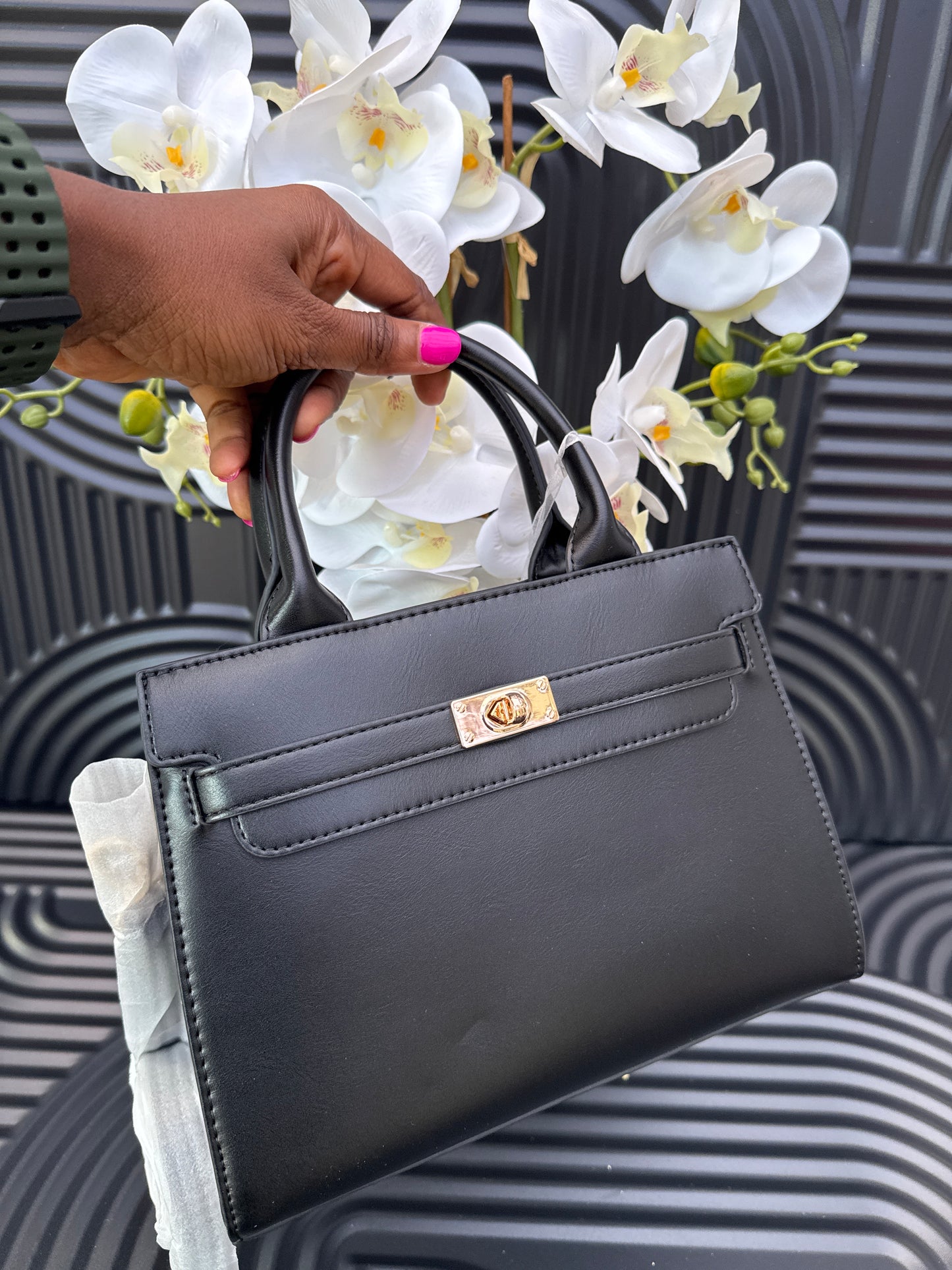 Black Top Handle Crossbody Bag