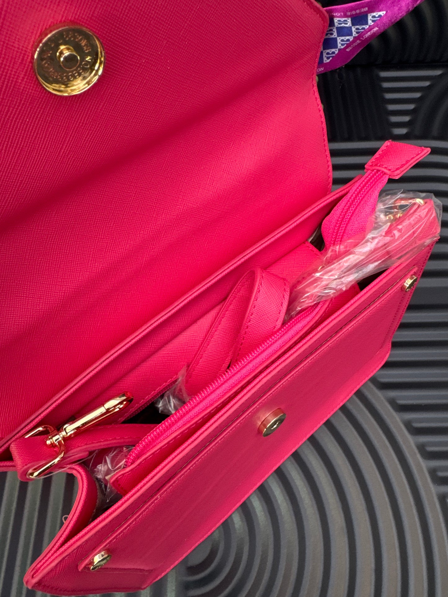 Pink structured bag with scarf detail