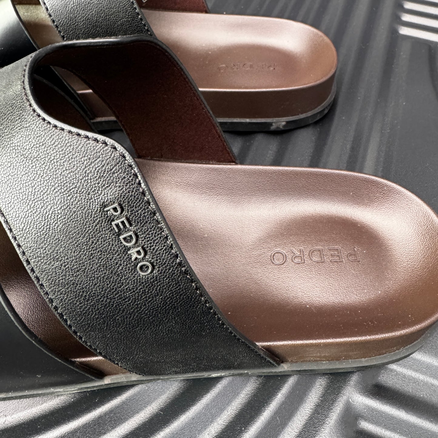 Men's Woven Slide Sandals in Black