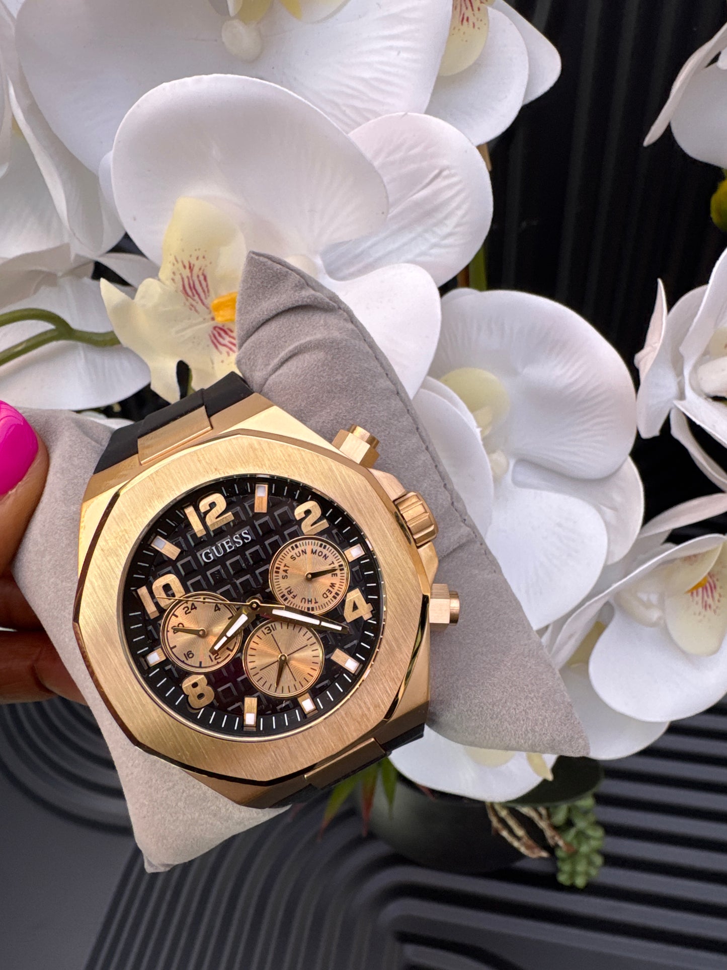 Guess Black & Gold Tone Empire Chronograph Watch