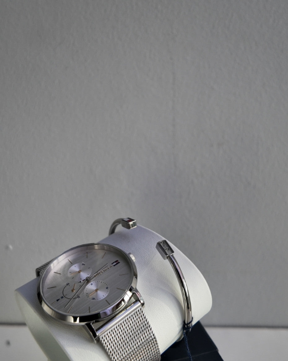 Tommy Hilfiger Silver Watch and Bracelet Set