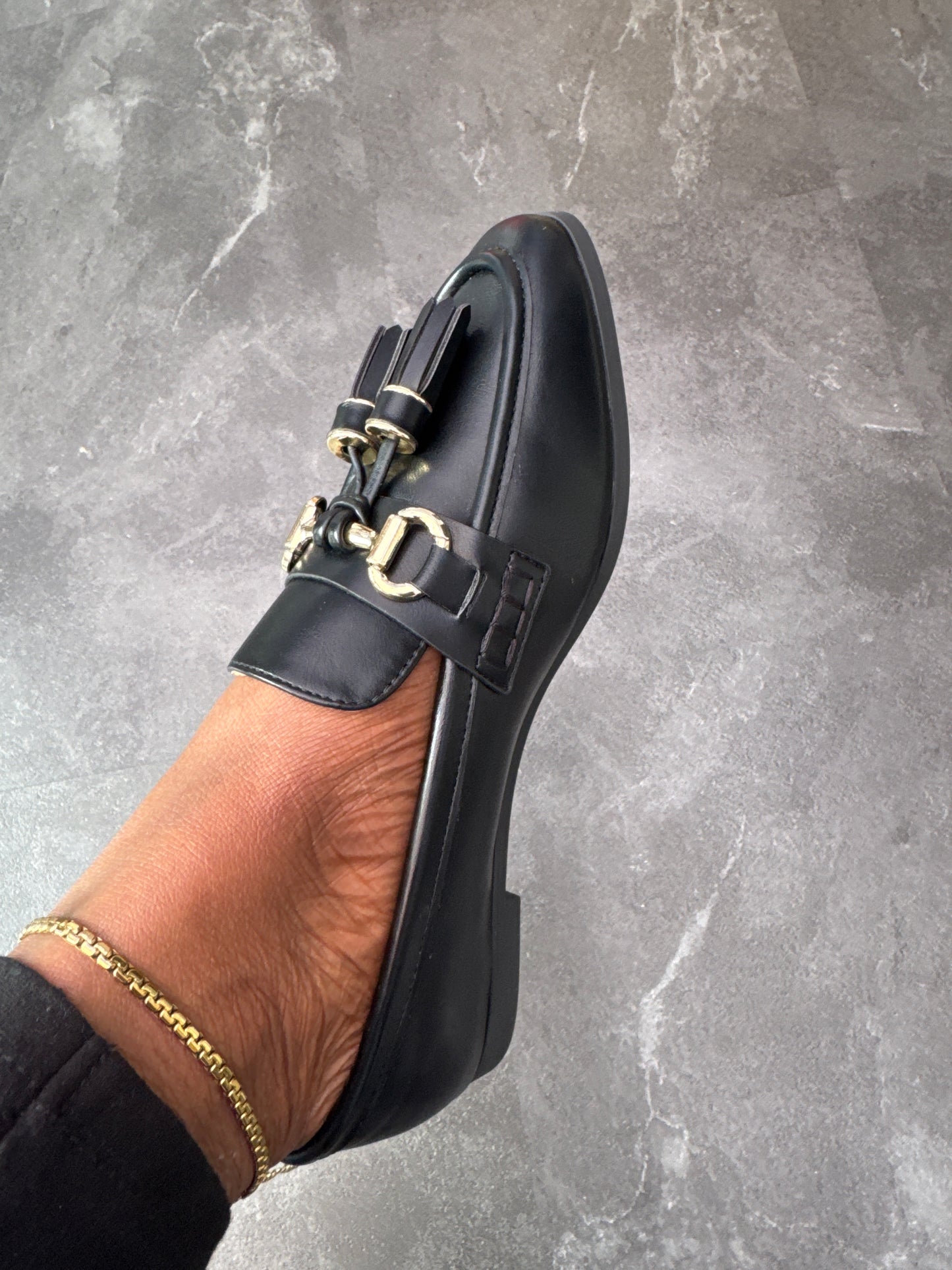 Black Leather Tassel Loafers