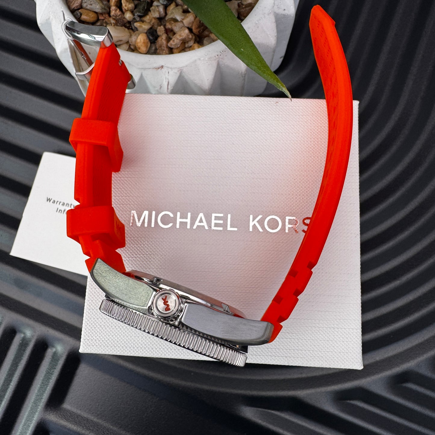 Michael Kors Oversized Silicone Strap Watch in Orange