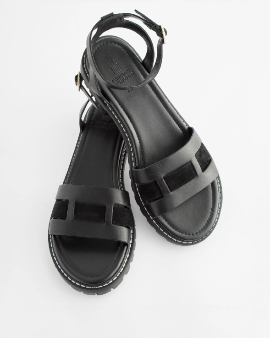 Black Leather Cleated Sandals