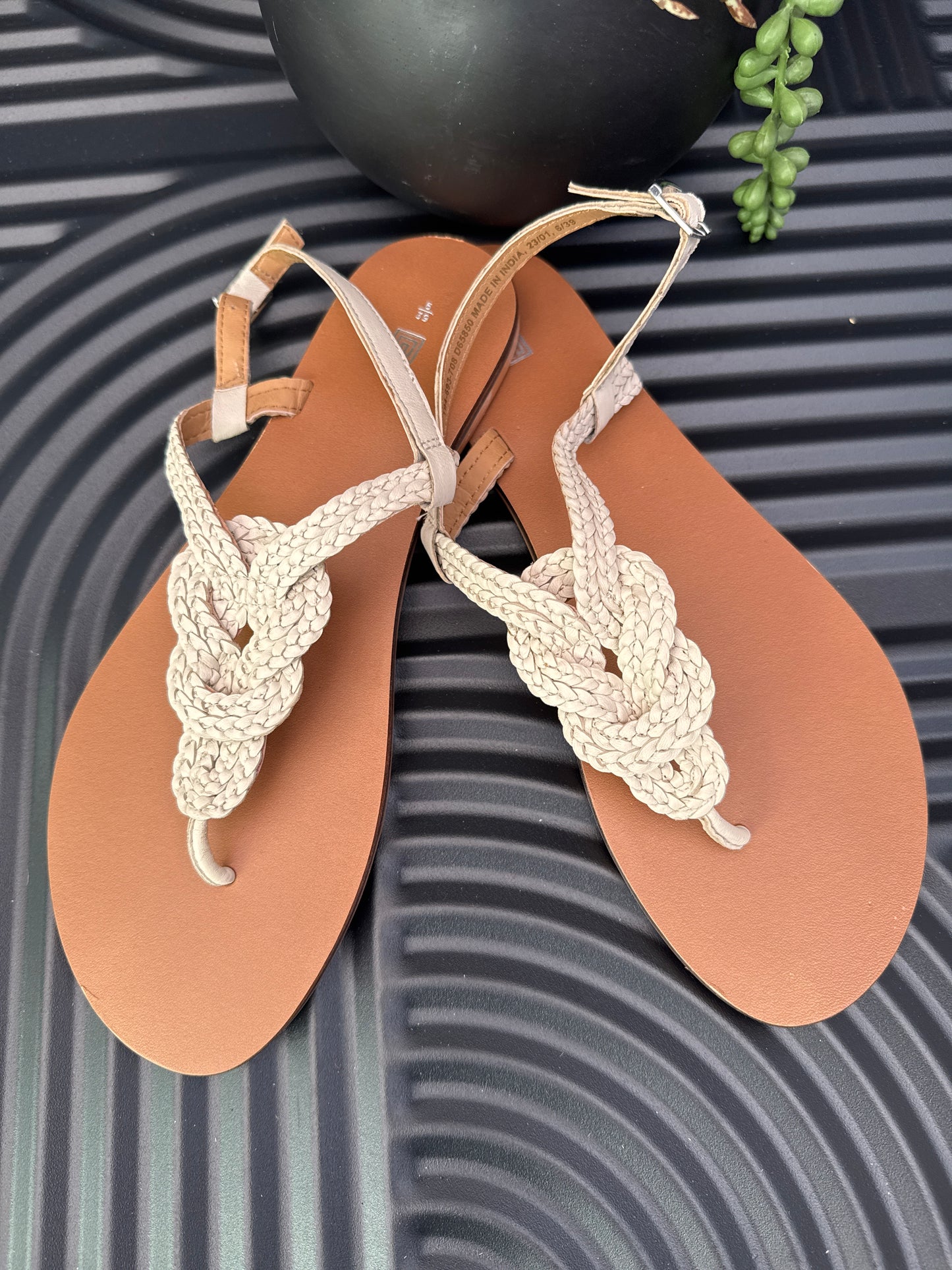 Cream braided sandal