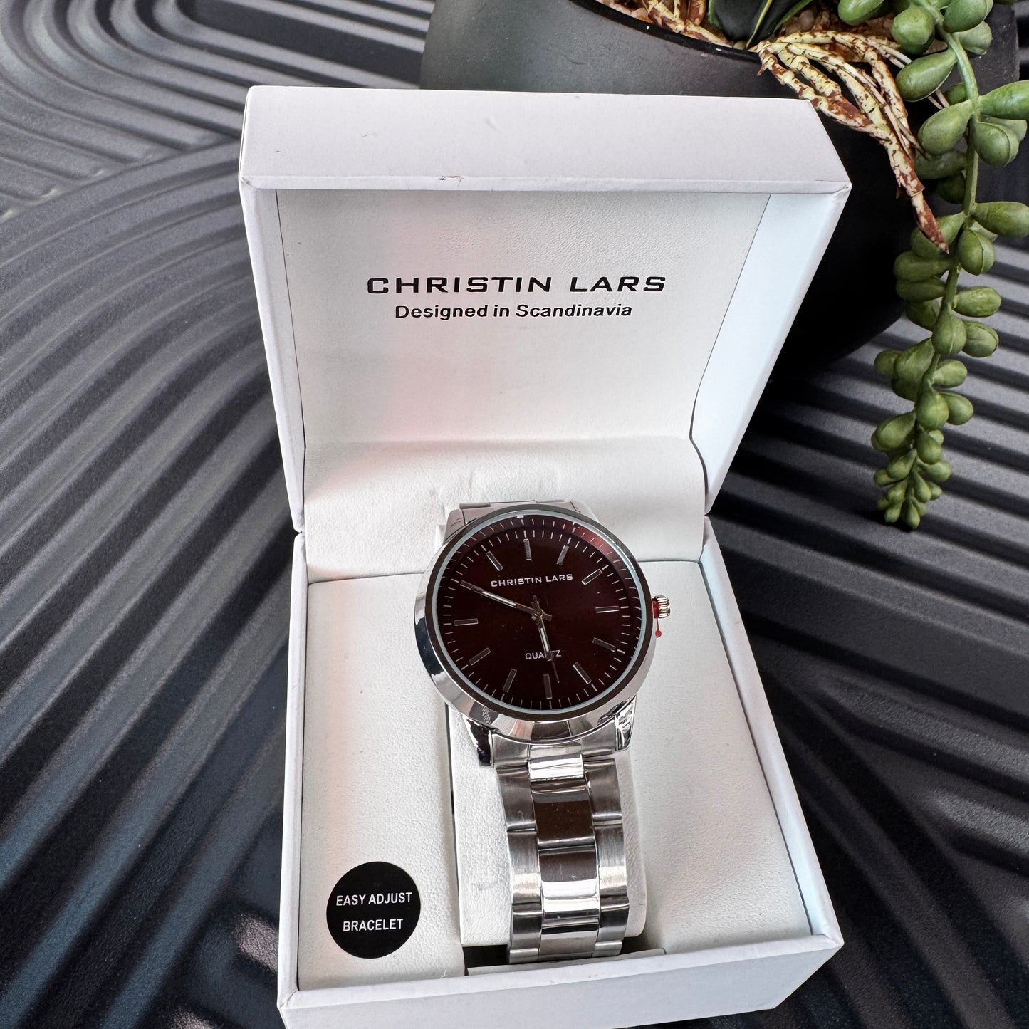 Silver Bracelet Watch with Chocolate Dial