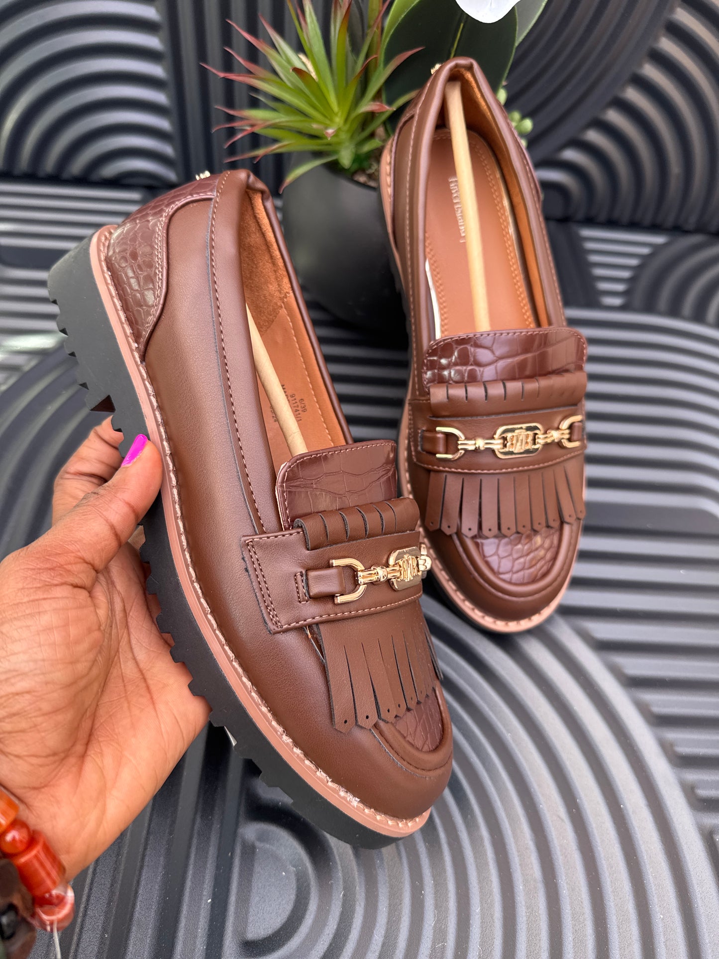Brown Tassel Ladies Loafers