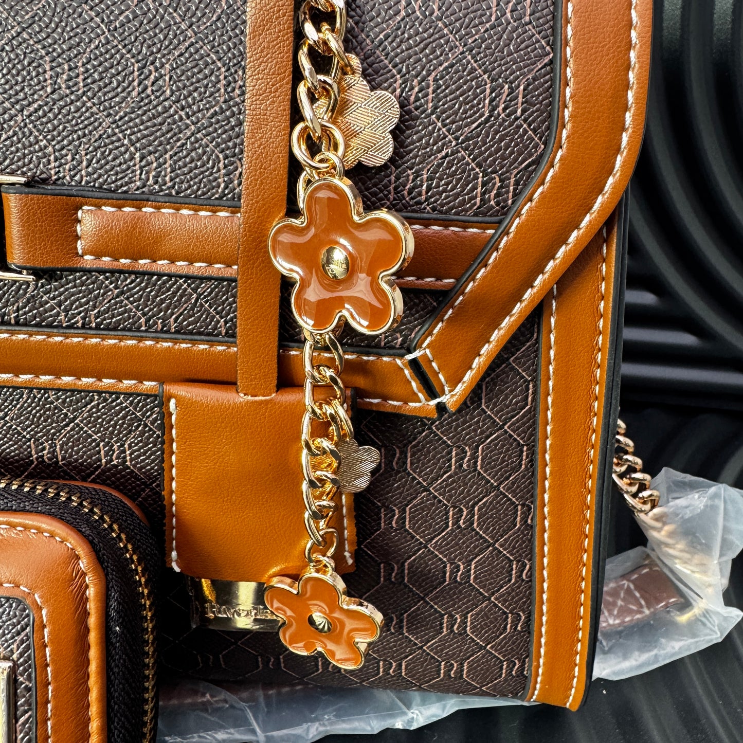 Brown Cross Body Top Handle Bag and Purse Set