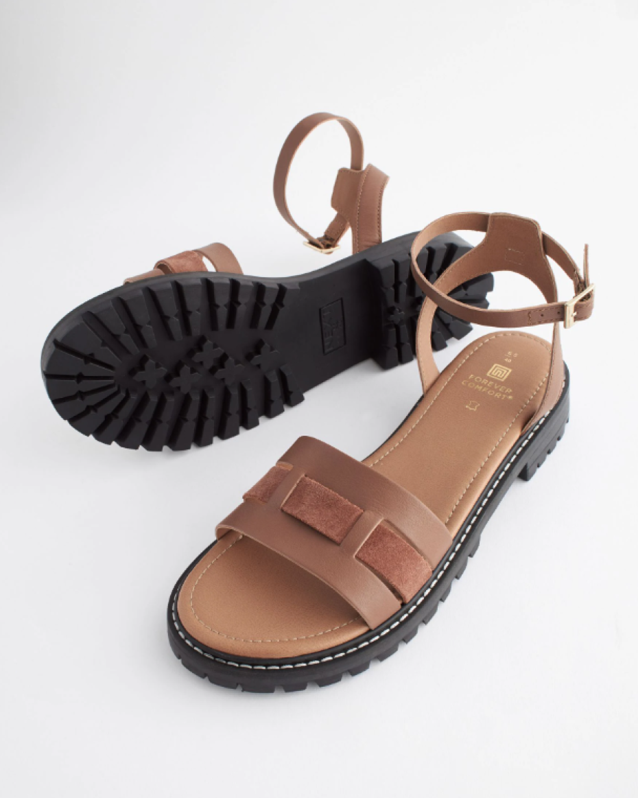 Brown Leather Cleated Sandals