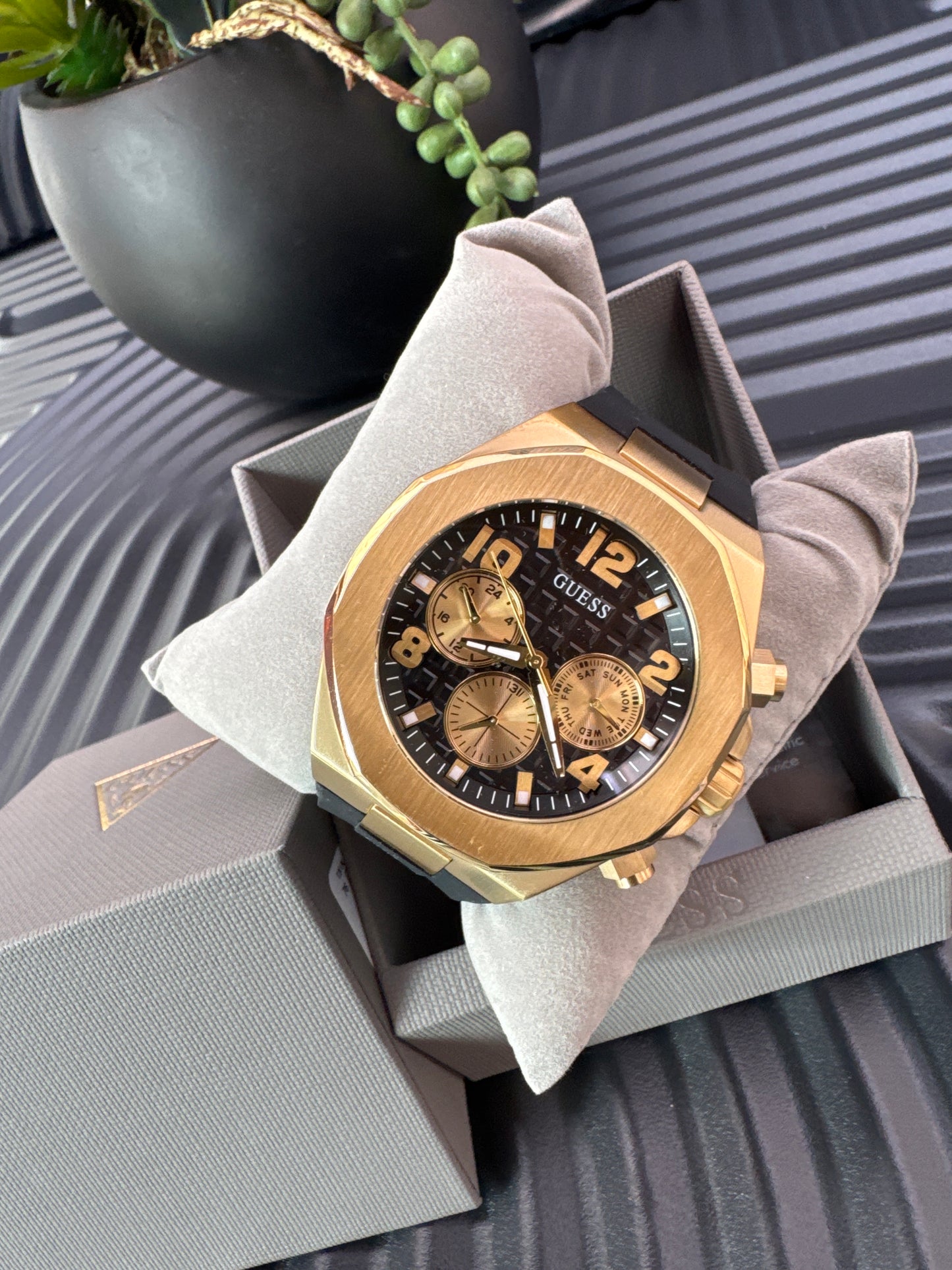 Guess Black & Gold Tone Empire Chronograph Watch