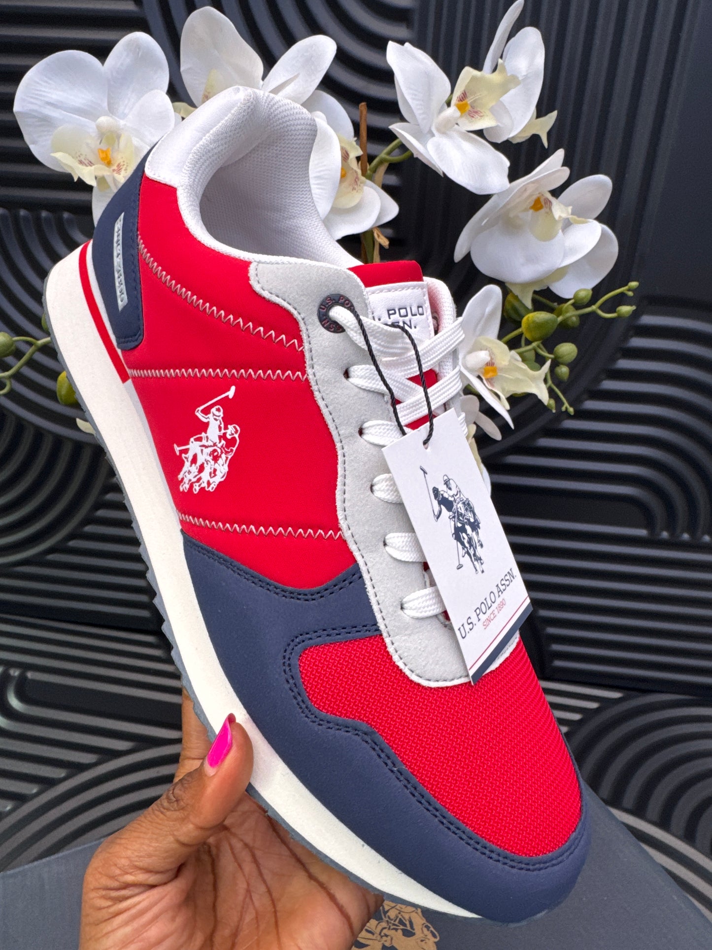 Navy & Red Logo Trainers