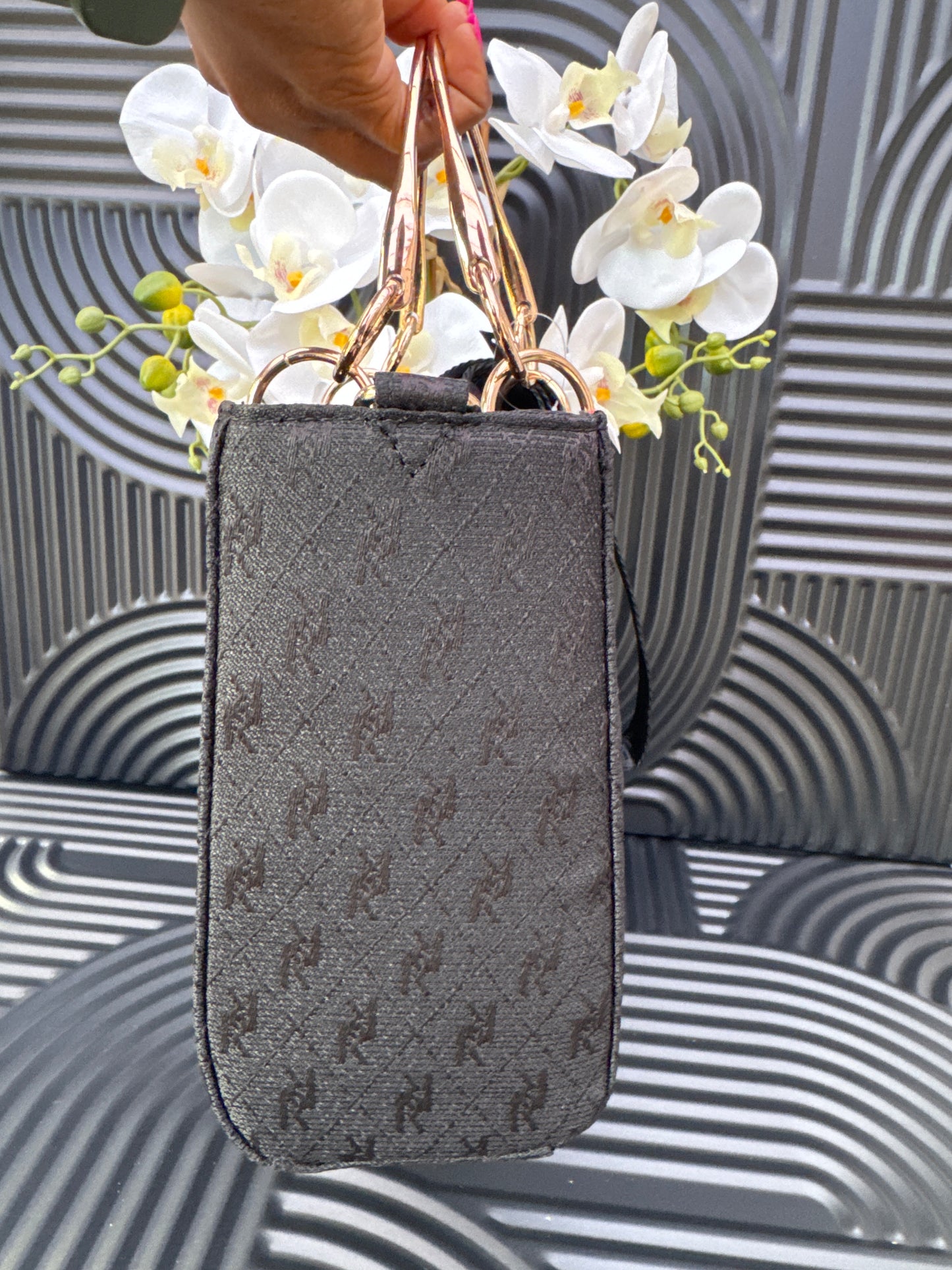 River Island Womens Tote Bag Black Jacquard Charm