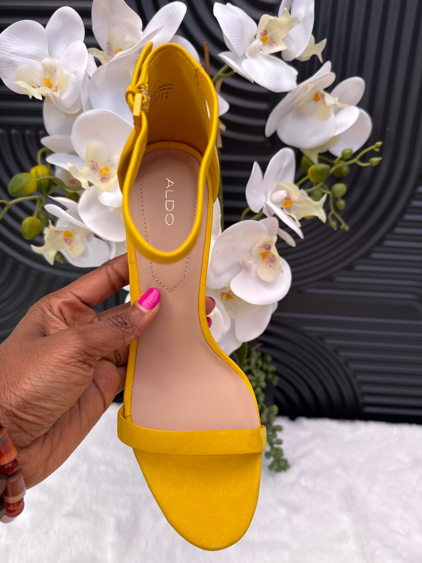 Yellow Ankle Strap Sandal with matching purse
