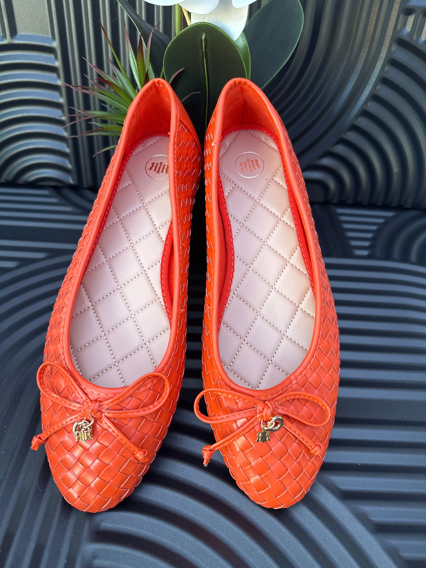 Weave Bow Ballet Pumps
