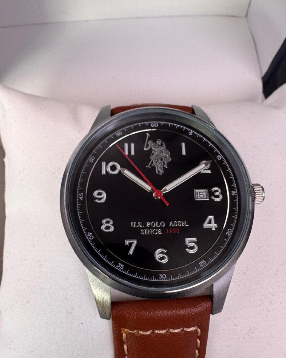 US Polo Assn Brown Leather Watch
