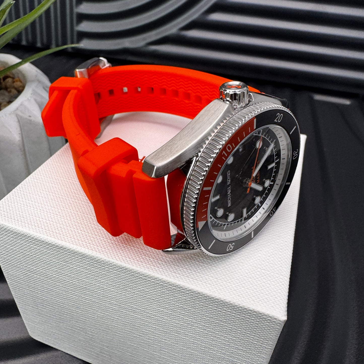 Michael Kors Oversized Silicone Strap Watch in Orange
