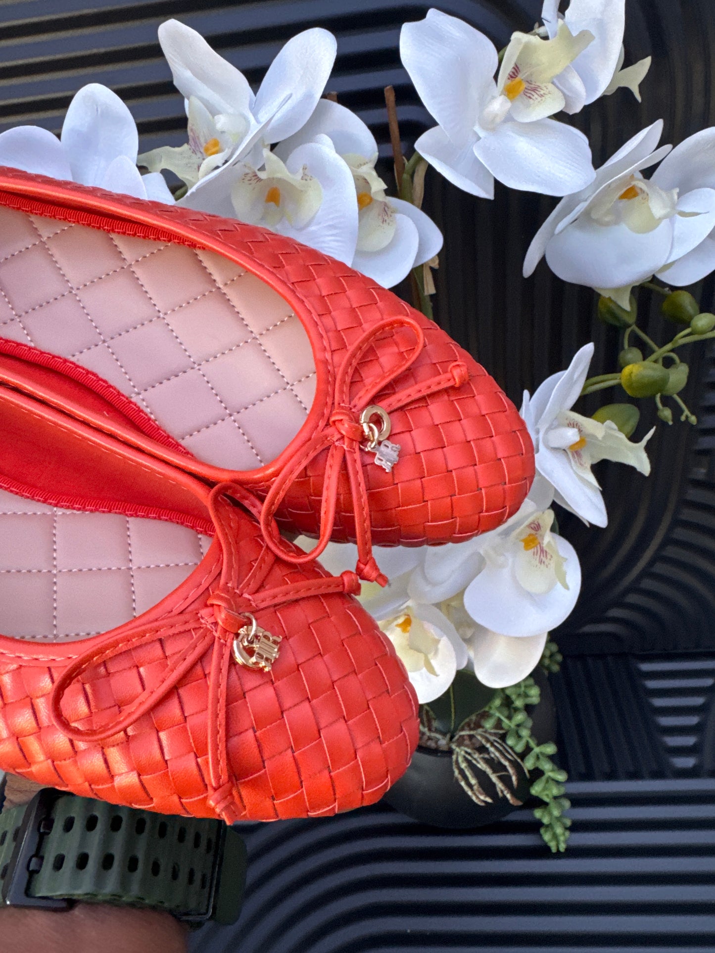 Weave Bow Ballet Pumps