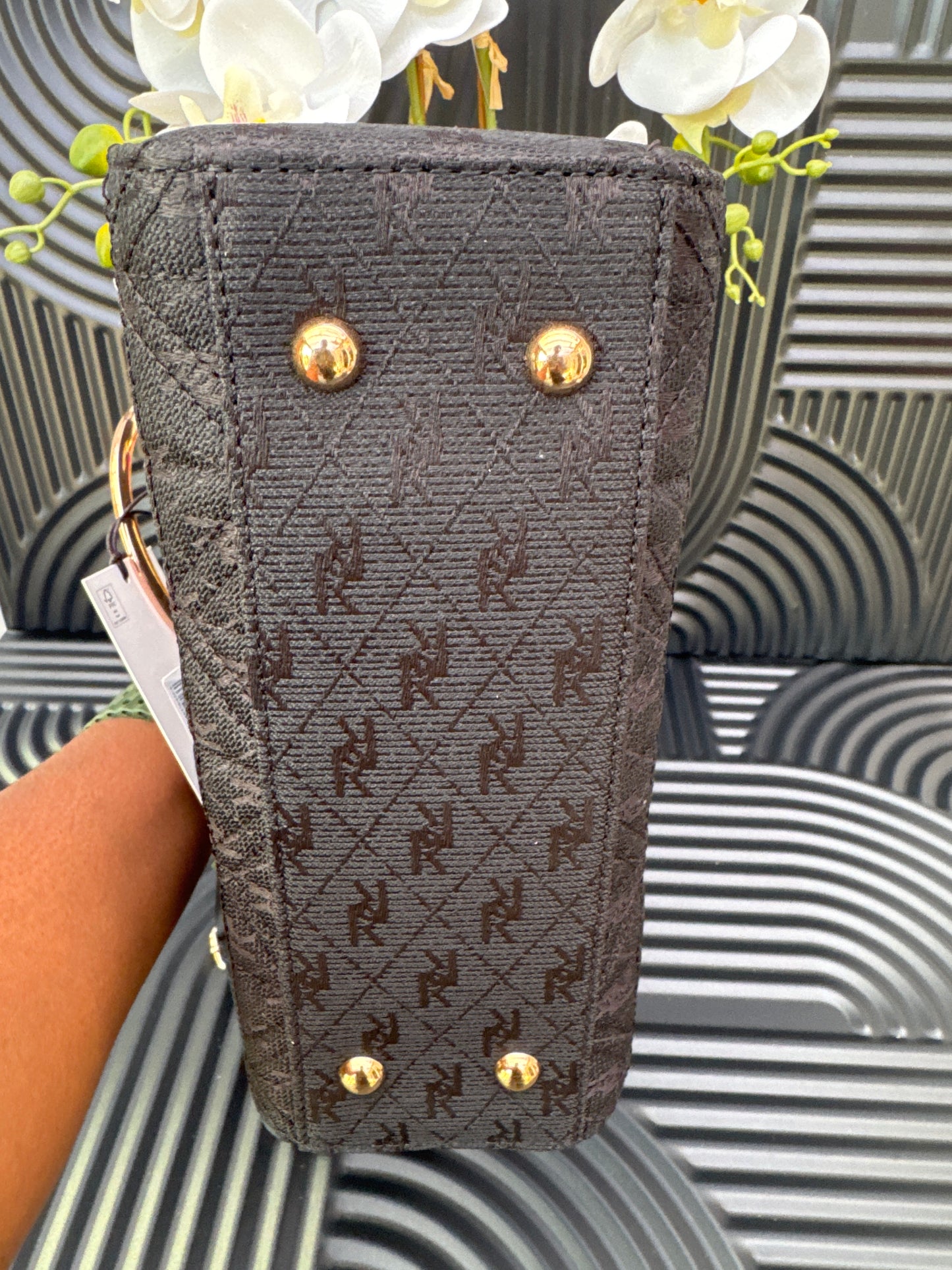 River Island Womens Tote Bag Black Jacquard Charm