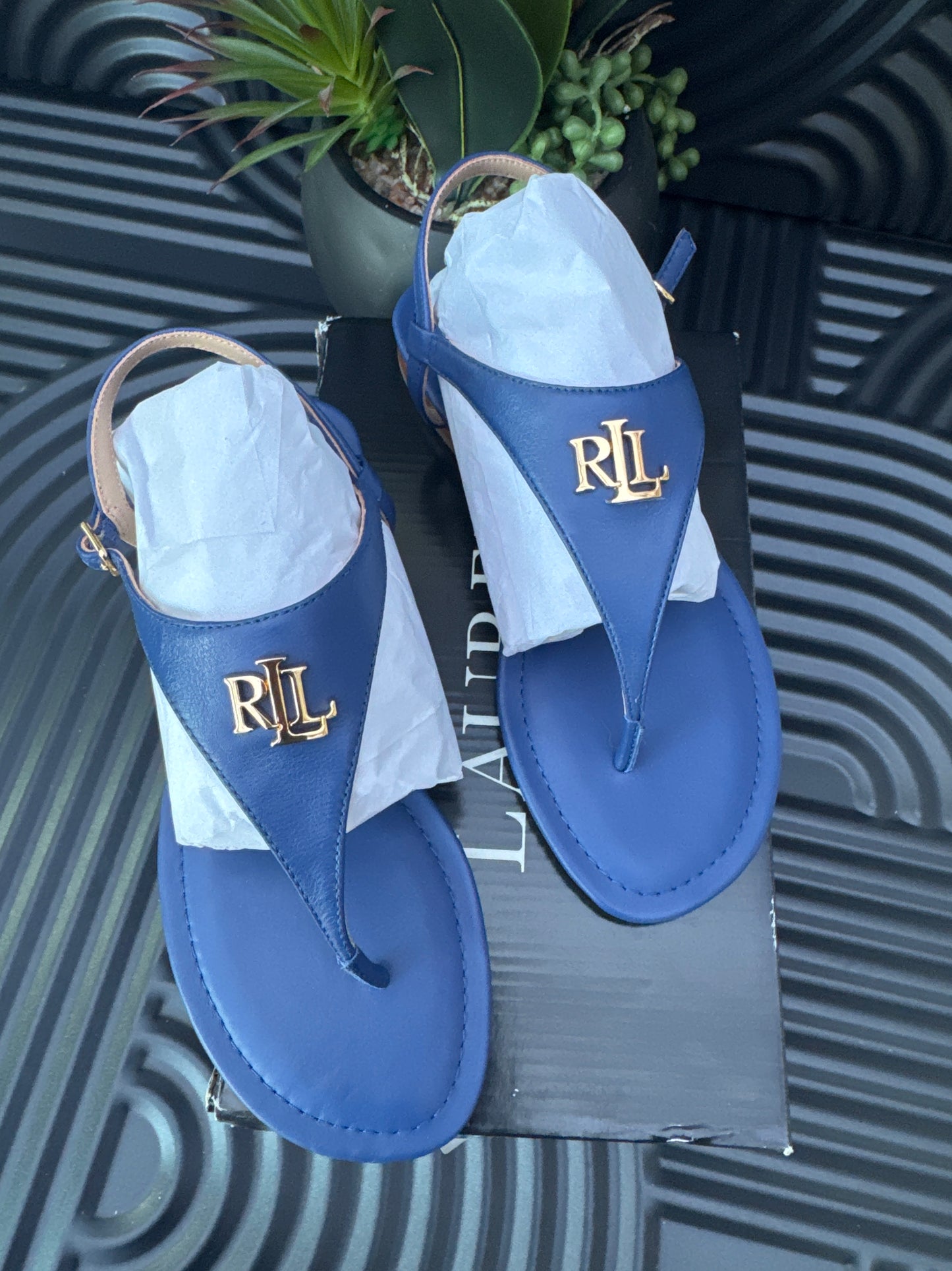 Ralph Lauren Blue T-Bar Sandals
