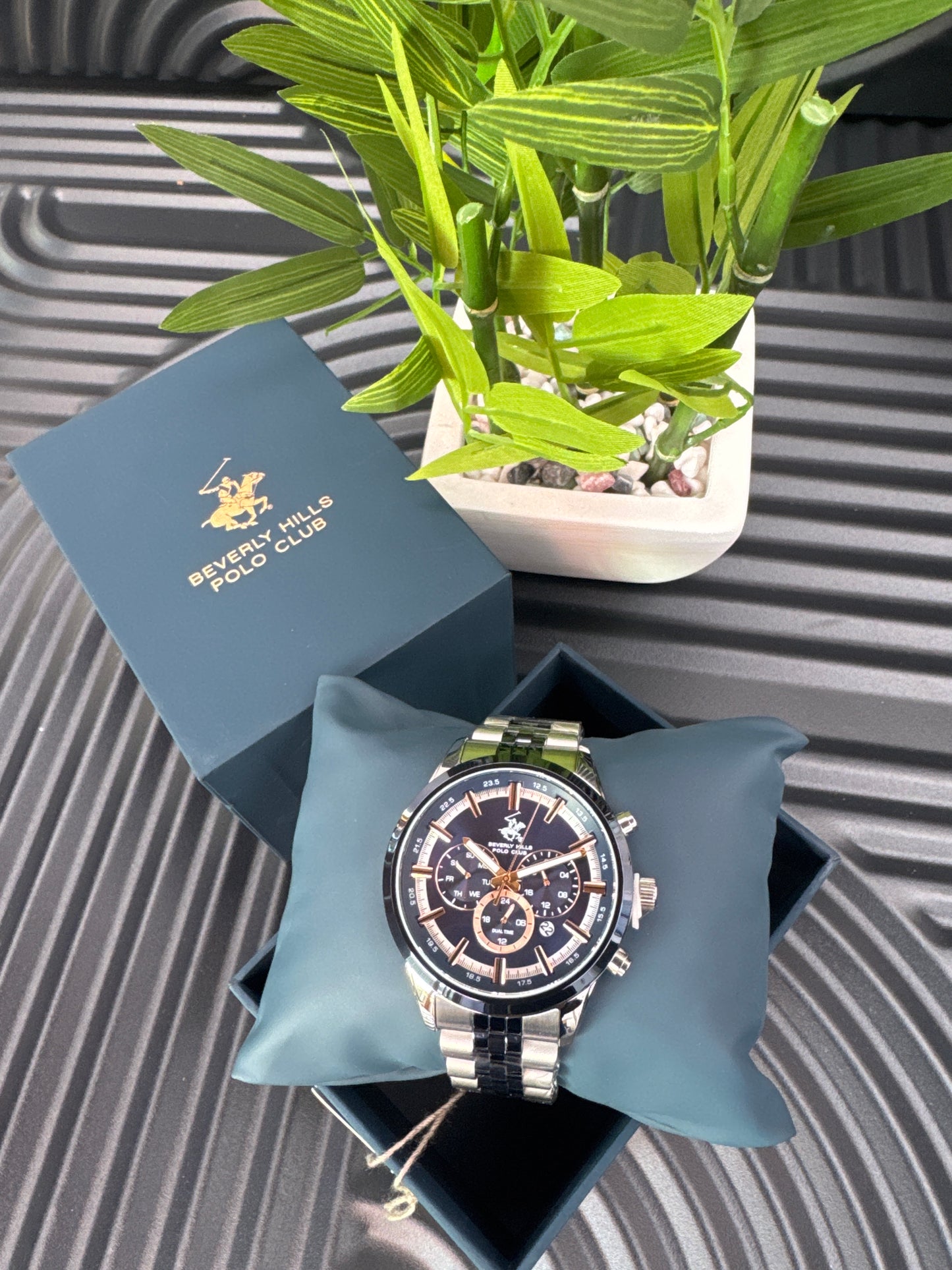 Beverly Hills Polo Club Navy & Silver Tone Watch