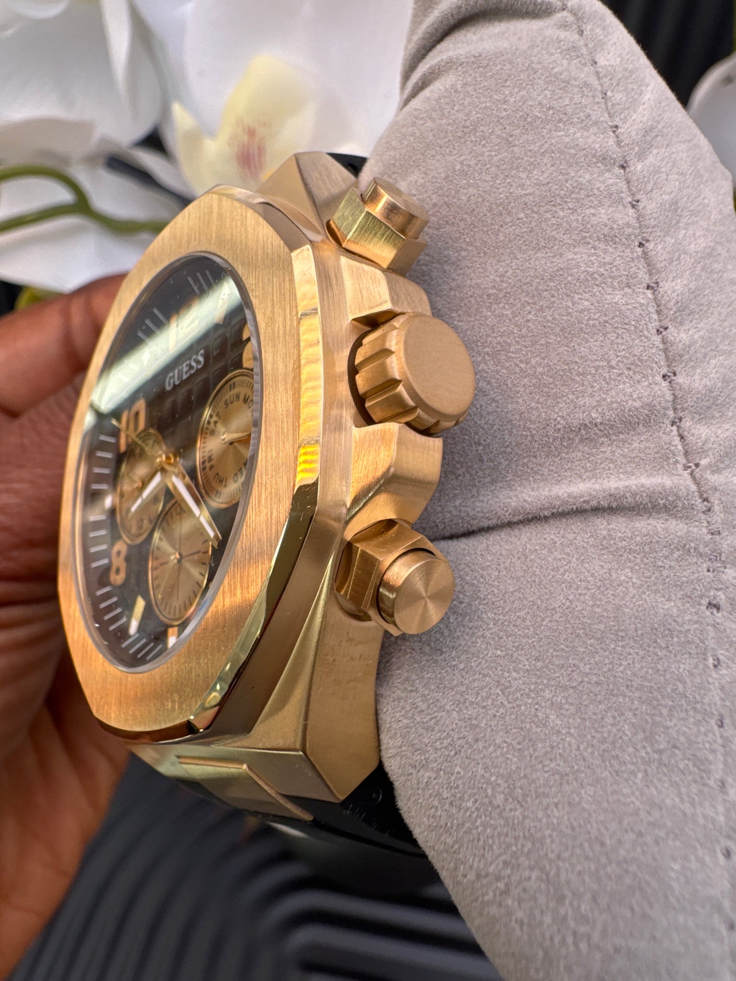 Guess Black & Gold Tone Empire Chronograph Watch