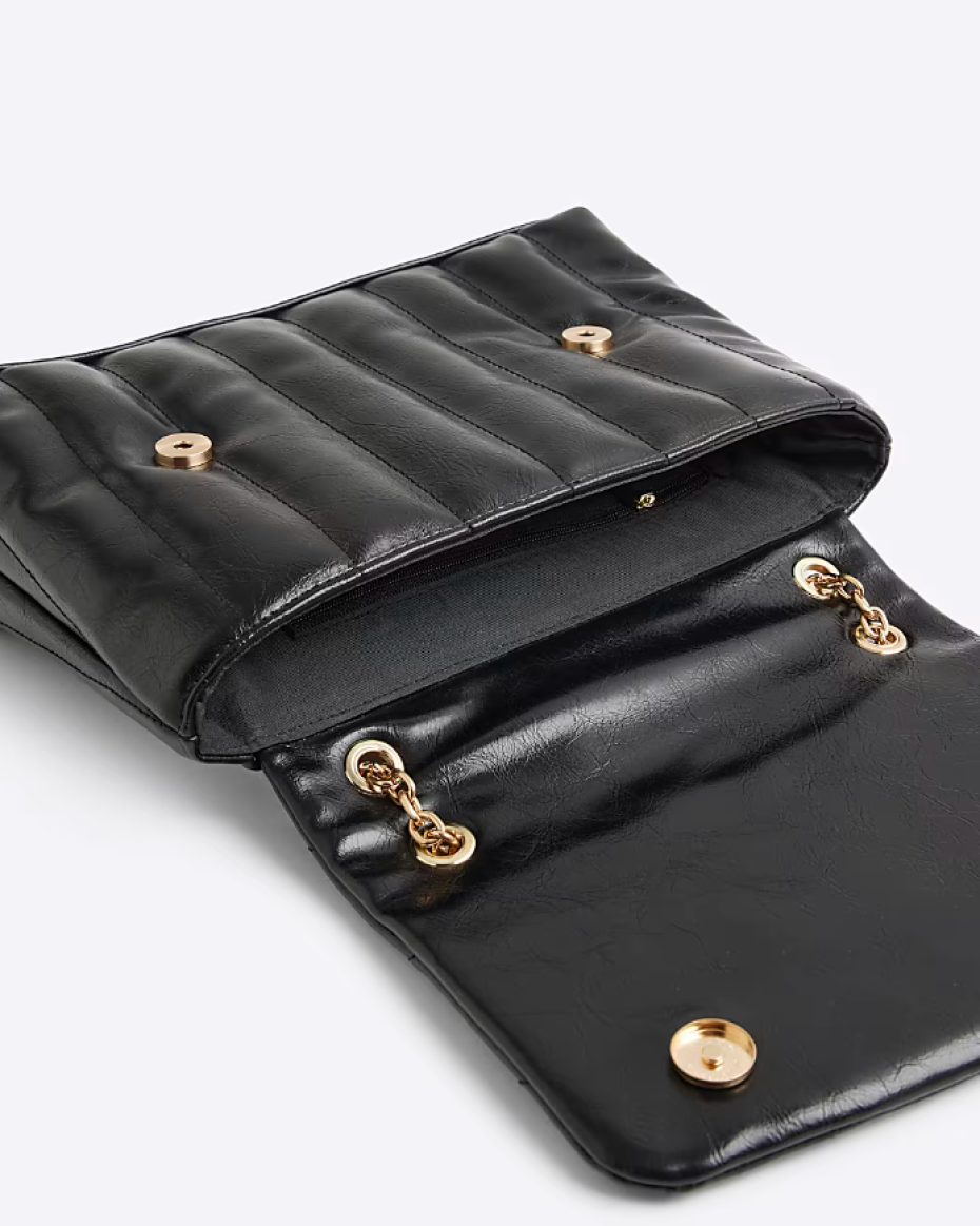 Black quilted chain strap shoulder bag