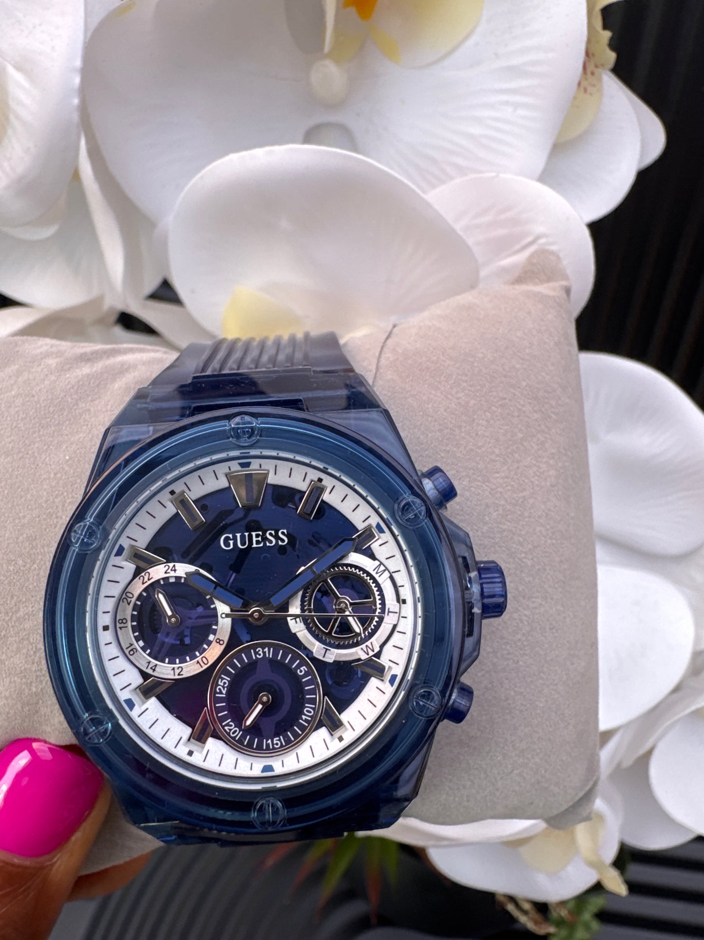 GUESS Blue UNISEX Silicon Strap Watch