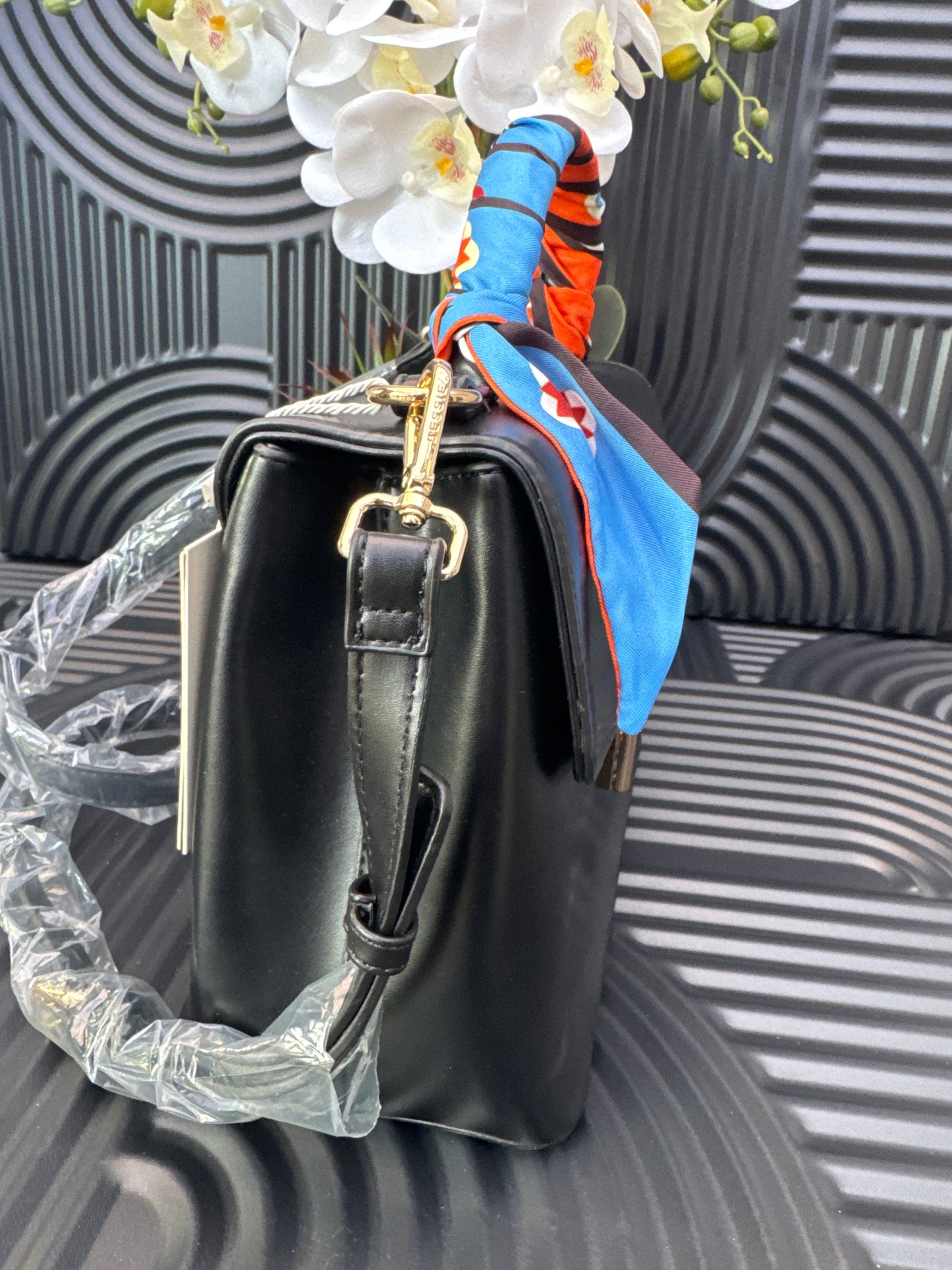 Silk Ribbon Flap Over Cross Body Bag
