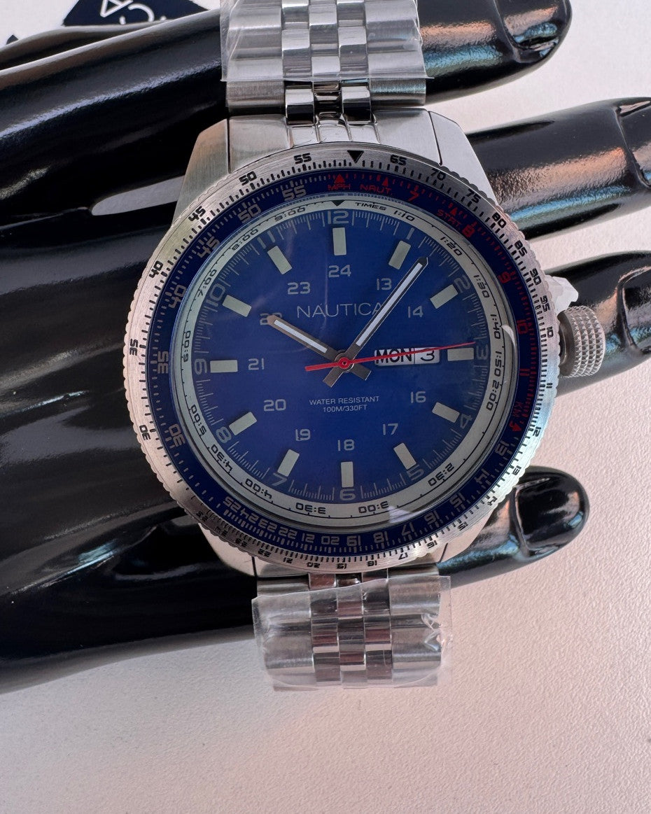 Nautica Quartz Stainless Steel Strap watch with blue dial
