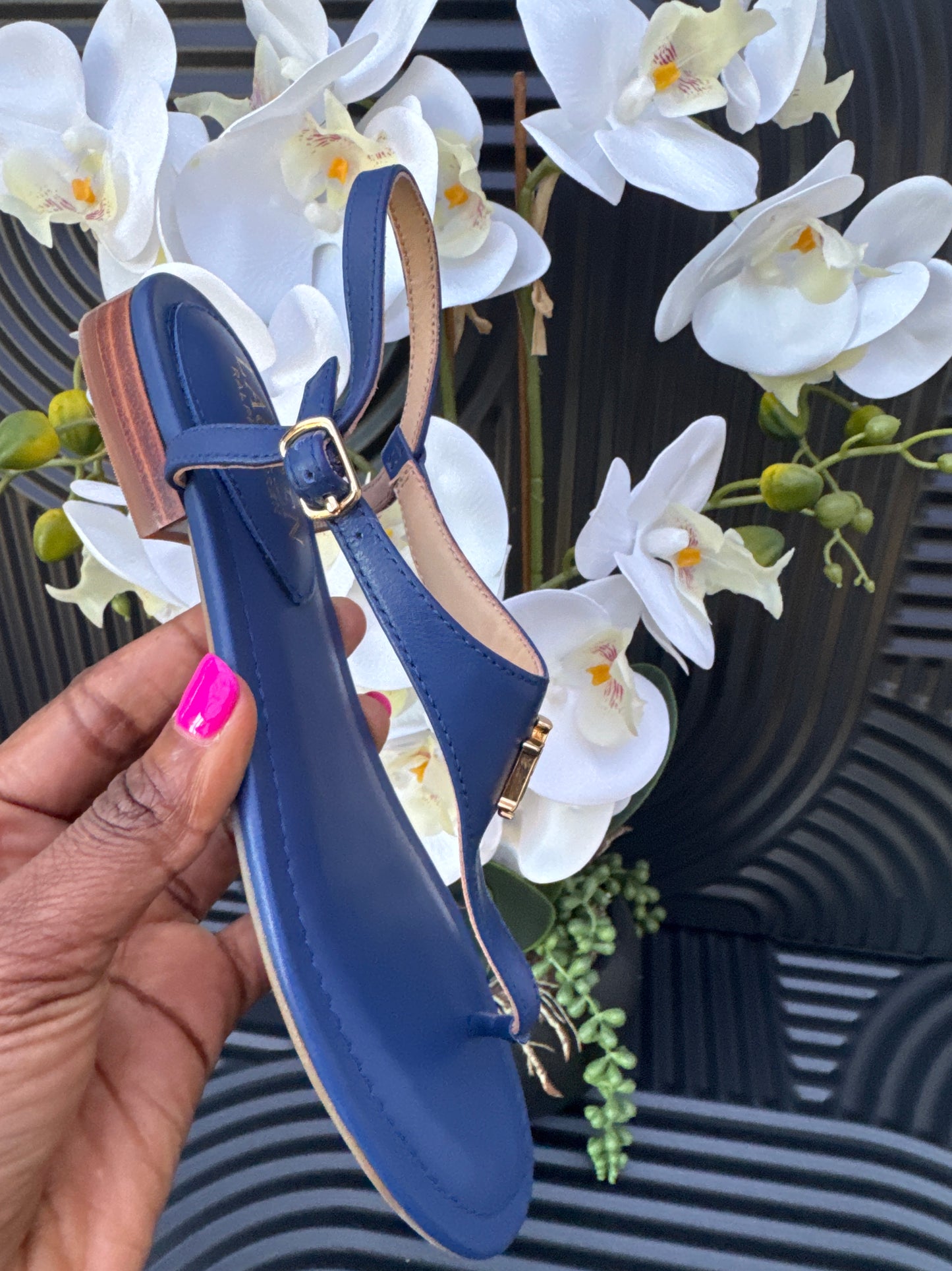 Ralph Lauren Blue T-Bar Sandals