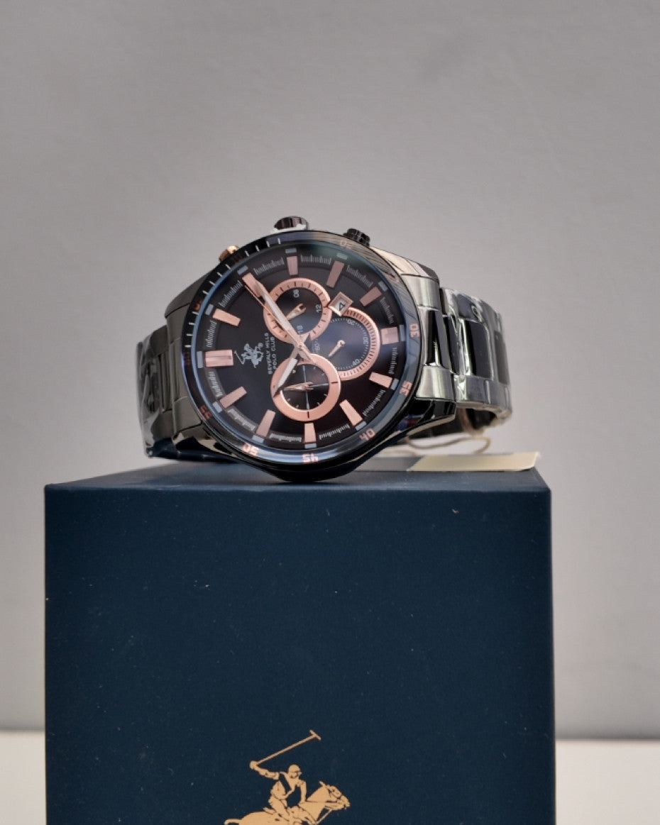 Black x Rose Gold Chronograph Bracelet Analog Watch