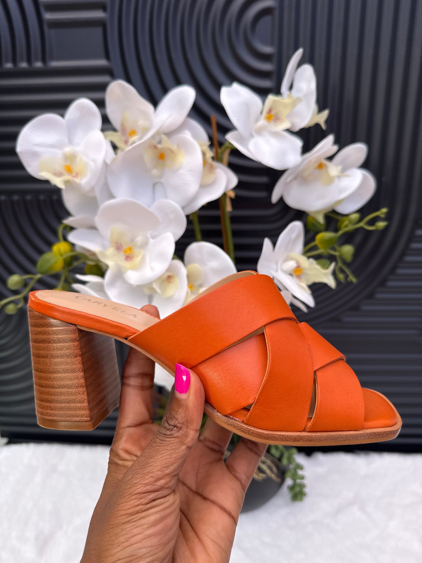 Carvela Orange Block heel sandal
