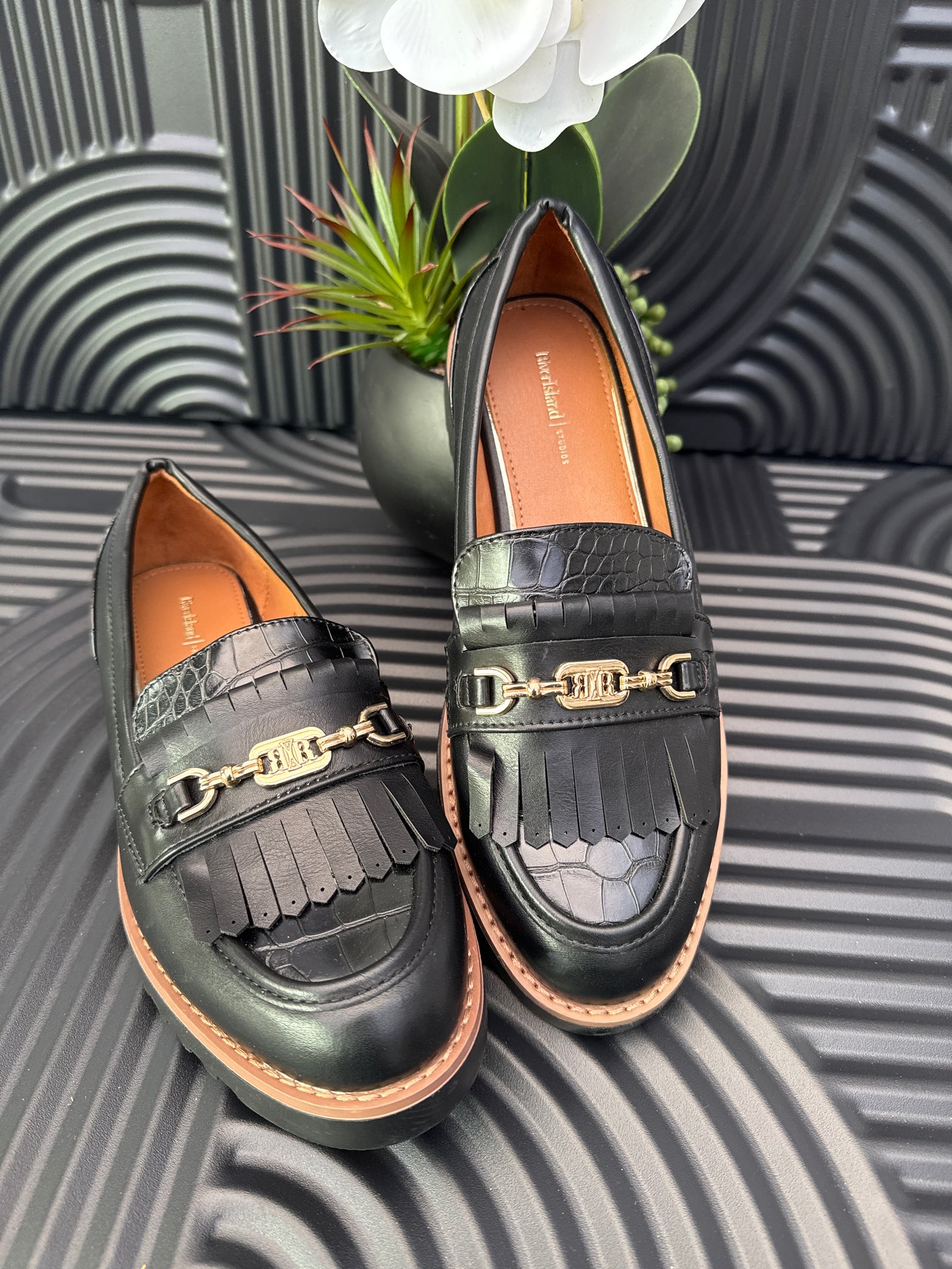 Black Tassel Ladies Loafers
